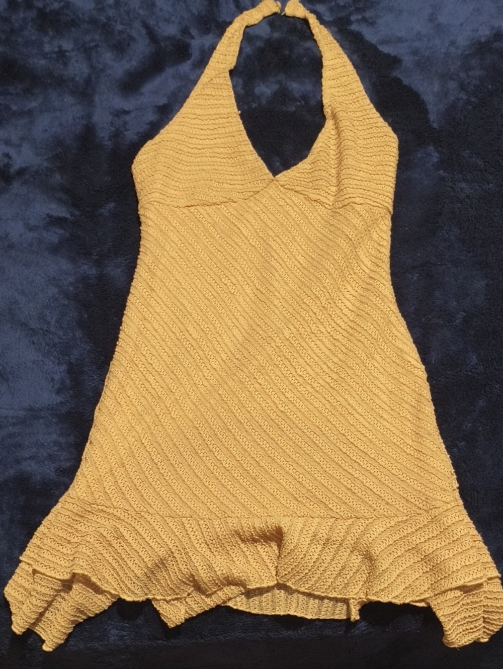 Mustard Yellow Knit Halter Dress